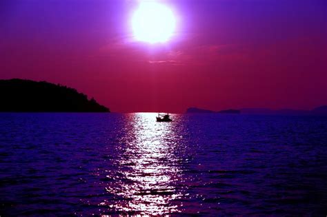 Purple Pink Sunset Over The Ocean Free Image Download