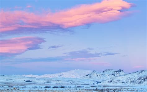 Beautiful Iceland Mountain Range In Beautiful Sunrise Light Stock Photo