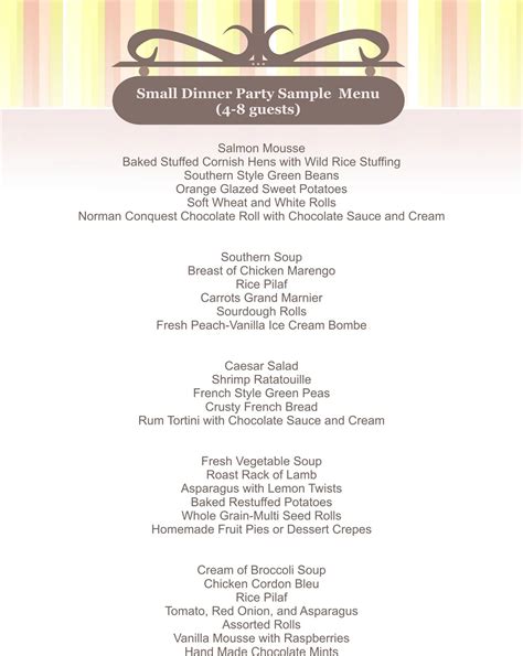 Just look for a menu design that is close to your dinner party's theme. Mel's Cuisine: The Cornucopia Catering