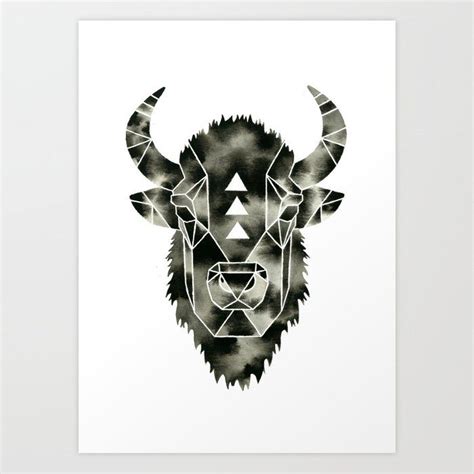 Fractured Geometric Buffalo Art Print By Geometricink X Small