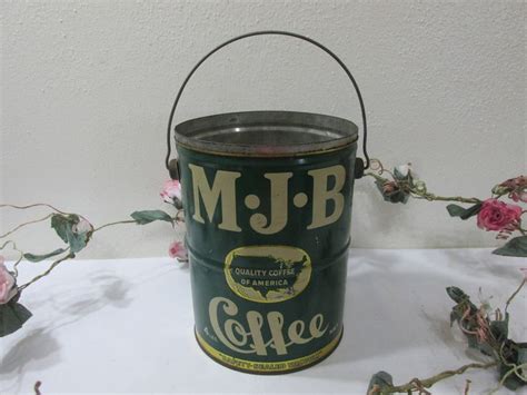 Coffee Tin Can Vintage 4 Pound Mjb With A Wire Bail Etsy Coffee Tin