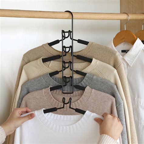 Multi Layer Anti Slip Clothes Hangers Save Space 5 In 1 Metal Laundry