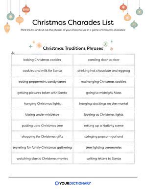 Christmas Charades Ideas And Printable Words List YourDictionary