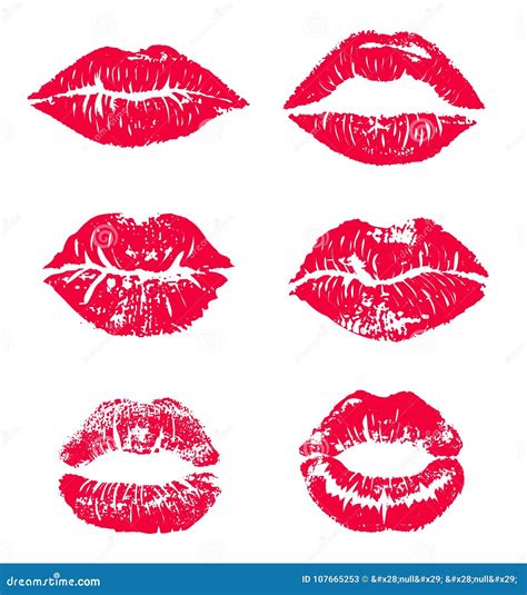 lipstick kiss print isolated vector set red vector lips set different shapes of female red