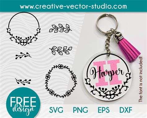 Free Floral Wreath Keychain Pattern Creative Vector Studio