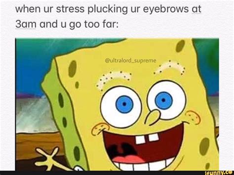 When Ur Stress Plucking Ur Eyebrows At 3am And U Go Too For Ifunny