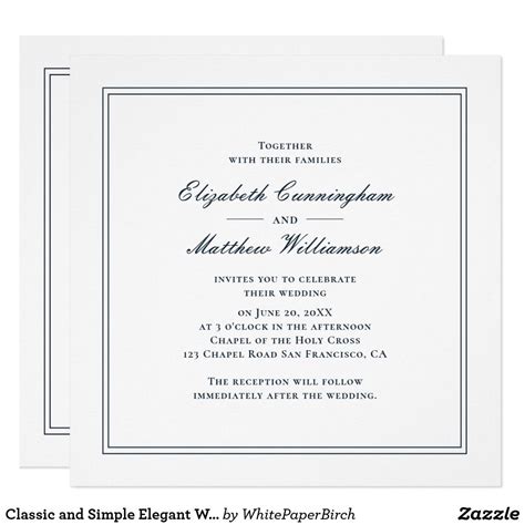 Classic and Simple Elegant Wedding Invitation | Zazzle.com | Simple elegant wedding, Elegant ...