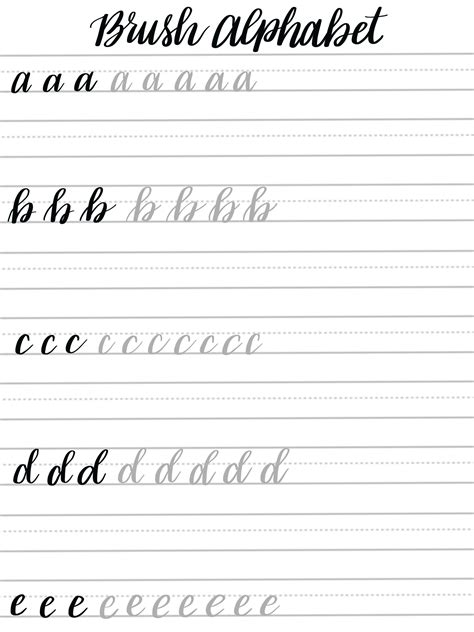 Free Brush Lettering Practice Sheets Lowercase Alphabet Caligrafia