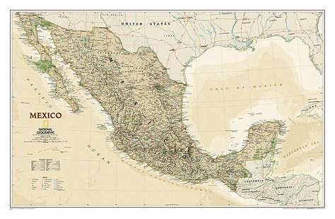 Map Of Mexico National Geographic Executive Edition 23x35 Wall Map