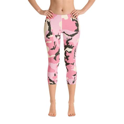 Womens Custom Pink Camo Capri Leggings Camouflage Leggings Camo Leggings Spandex Leggings