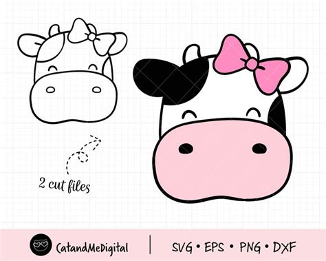 Face Cow Girl Svg Cow Head Svg Face Cow Svg Cow Clipart Kid Cow Svg