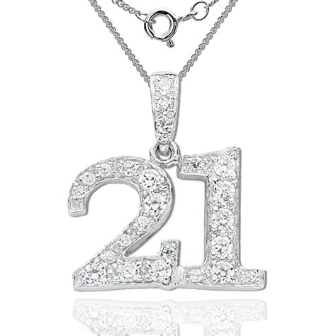 21st Birthday Necklace Cubic Zirconia Encrusted Number 21