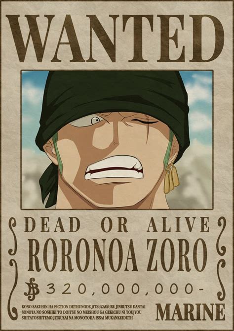 24 Zoro First Wanted Poster Eavanellin