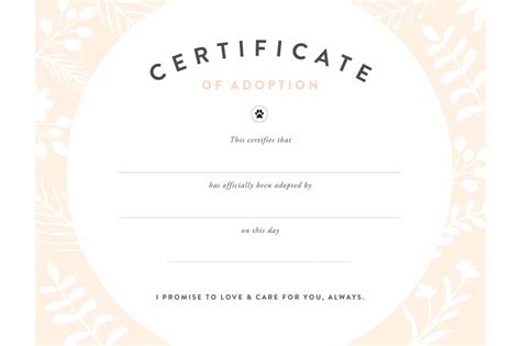 Pretty Fluffy For Blank Adoption Certificate Template Professional