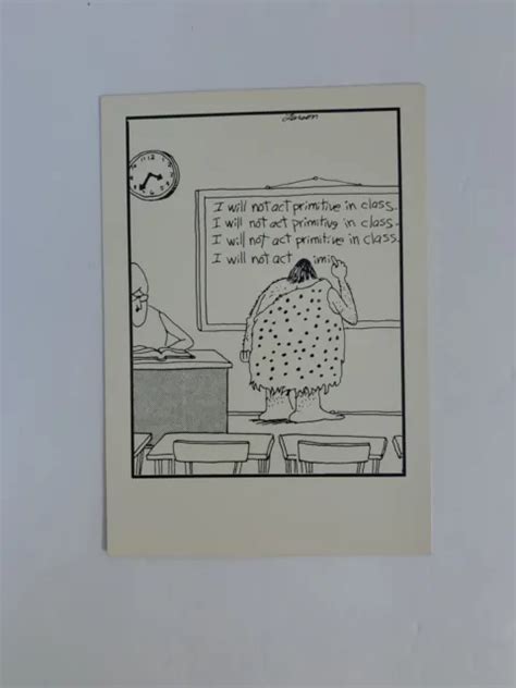 The Far Side Gary Larson Postcard I Will Not Act Primitive In Class