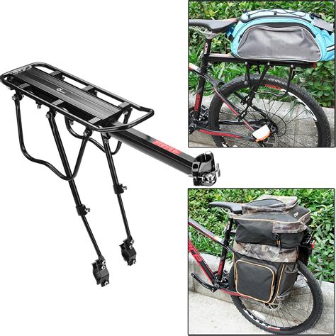 Agptek 110 Lbs Capacity Adjustable Rear Bike Rack Carrier Luggage