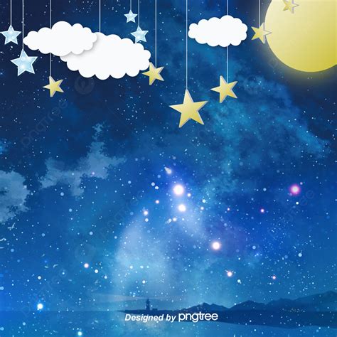 Hand Painted Aesthetic Night Star Background Wallpaper Star Moon
