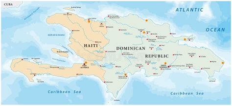Map Of Caribbean Island Of Hispaniola Stock Vector Illustration Of