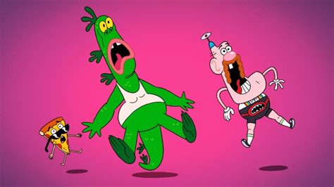 uncle grandpa mr gus and pizza steve looking scared