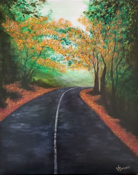 Country Road On Misty Morning Road Painting Landscape Art Painting