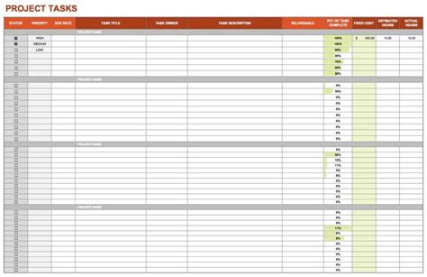 Project Management Spreadsheet Template —