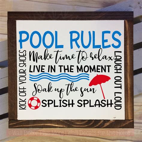 Pool Rules Vinyl Lettering Stickers Wall Art Decals Summer Quotes