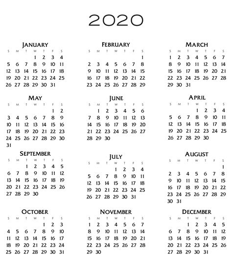 Календарь 2020 Бесплатная фотография Public Domain Pictures