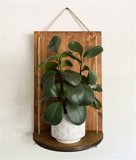 Hanging Plant Shelf Wood Medium Stain Free Shipping Etsy