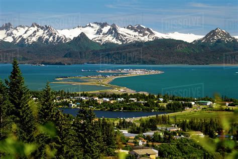 Scenic View Overlooking The Town Of Homer The Homer Spit Kachemak Bay