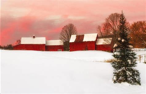 Red Barn Sunset Photograph By John Vose
