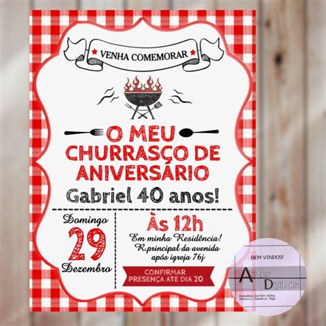 Convite Churrasco digital Churrasco de aniversário Convites churrasco Convite