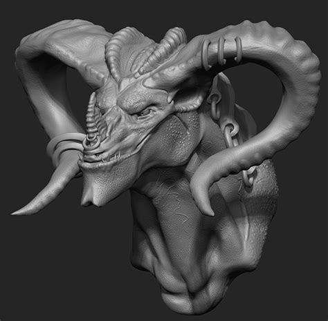 Zbrush Dragon Bust Sculpture On Behance