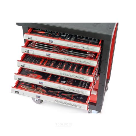 Hbm Piece Premium Filled Tool Trolley Red Toolsidee Ie