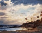 Laguna Beach, Dan Mondloch | Beach watercolor, Beach scenes, Watercolor sky