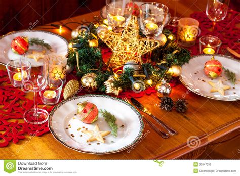 Decorations, beautiful pink ornate flowers with creative. Christmas Eve Dinner Party Table Setting With Decorations ...