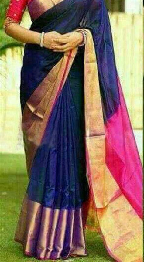 Navy Blue With Pink Uppada Pattu Big Border Saree Uppada Silk Sarees Saree Dark Pink Blouse