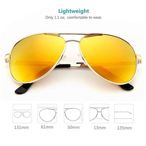 Aviator Sunglasses For Men With Sunglass Case Polarized Lens Uv 400 Protection Gold