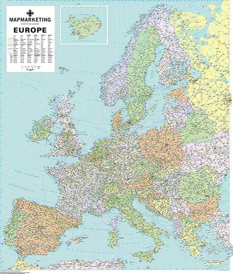Europa Political Wall Map Of Europe Laminated Amazonca Office
