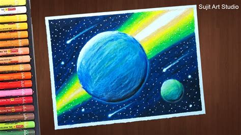 Galaxy Drawing Very Easy With Oil Pastels For Beginners Step By