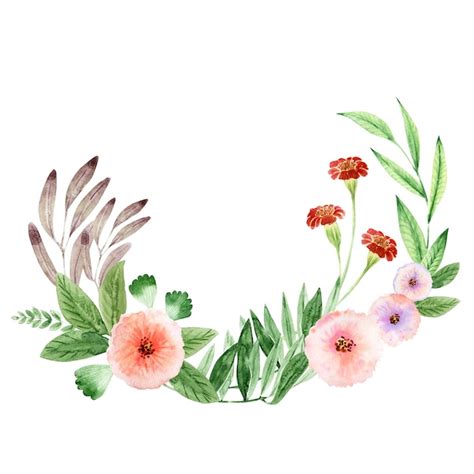 Premium Photo Watercolor Composition With Handdrawn Flowers And Leaves