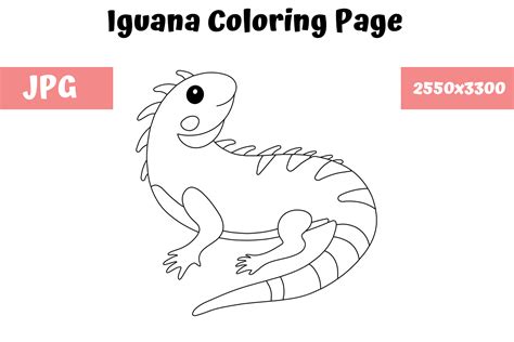 Coloring Page For Kids Iguana Graphic By Mybeautifulfiles