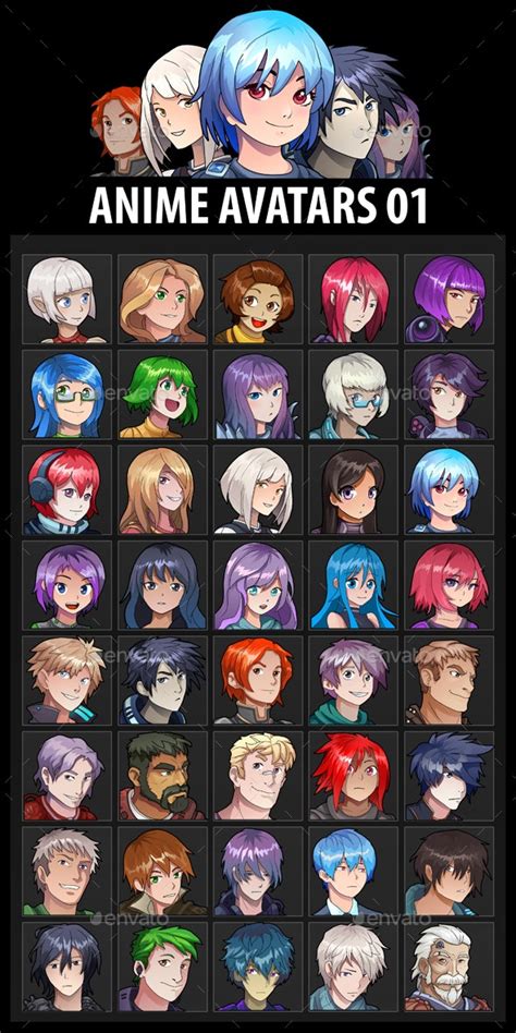 Anime Avatars 01 Game Assets Graphicriver