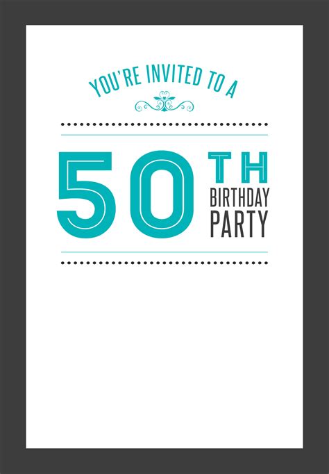 Classic 50th Birthday Party Free Birthday Invitation Template
