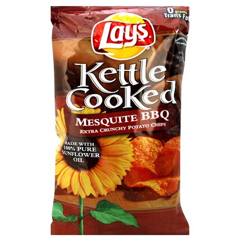 Frito Lay Lays Kettle Cooked Extra Crunchy Potato Chips Mesquite Bbq