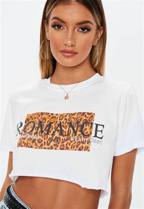 White Romance Leopard Print Crop T Shirt Missguided Leopard In