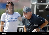 UCLA head coach Chip Kelly, right, talks to his girlfriend Jill Cohen ...