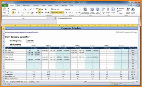 8 Employee Schedule Spreadsheet This Is Charlietrotter In Scheduling