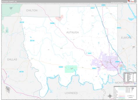 Autauga County Al Zip Code Map Premium