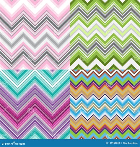 Set Abstract Striped Seamless Patterns Stock Illustration
