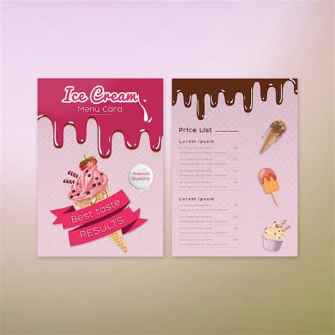 Ice Cream Menu Card Design Vector Premium Download